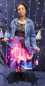 Pixel Nebula Midi Skirt With Pockets