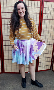 Pastel Pixel Nebula Skater Skirt with Pockets