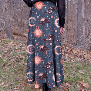 COLLAB: Vetiverfox Gold Celestial Maxi Skirt with Pockets