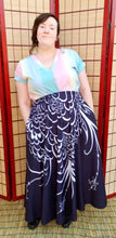 Black & White Peacock Maxi Skirt with Pockets