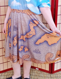 Here There Be Dragons! Midi Skirt With Pockets