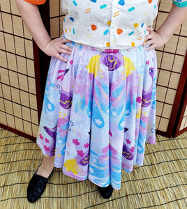 COLLAB: deersprouts Watercolor Peacocks Midi Skirt with Pockets