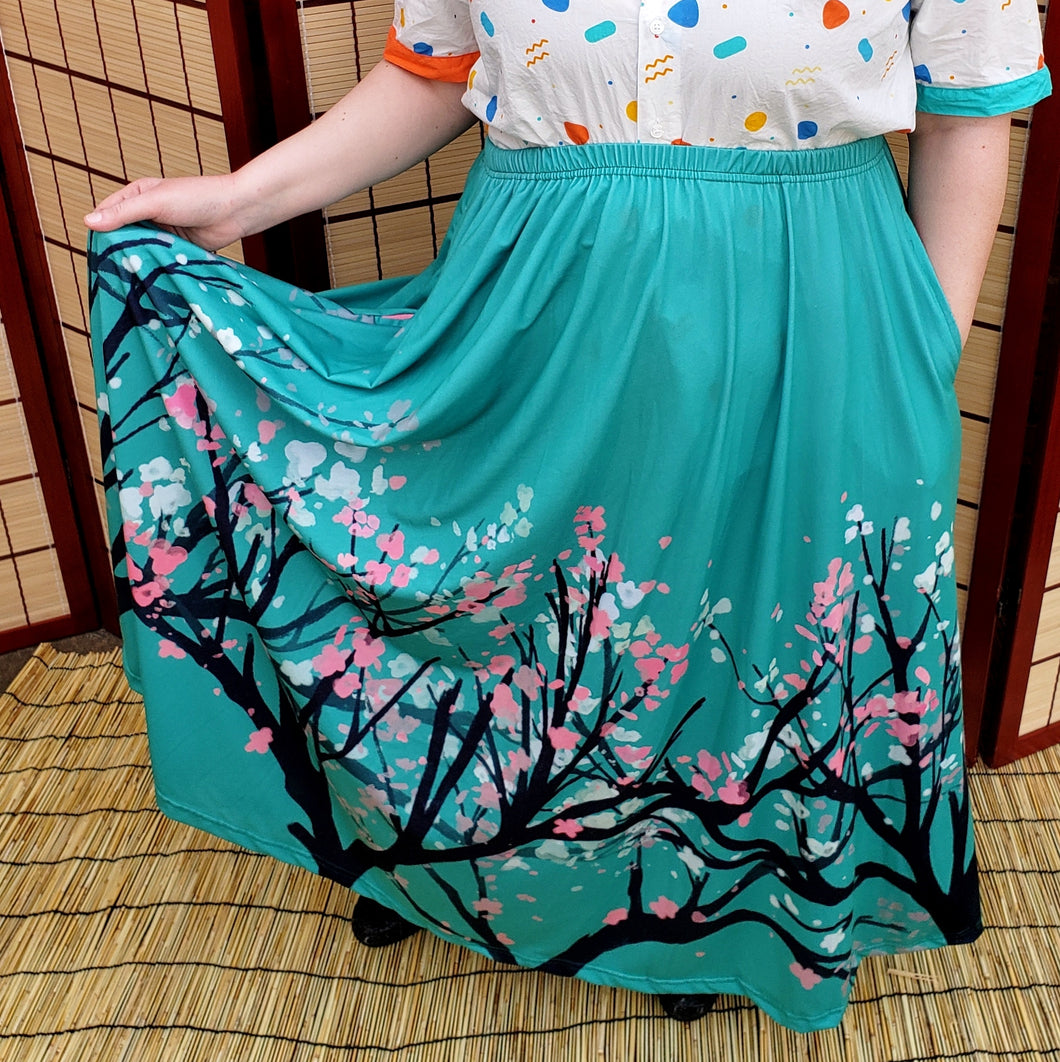 Cherry Tree Maxi Skirt with Pockets