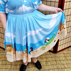 COLLAB: Laughing Bear Pirate's Life Midi Skirt with Pockets