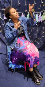 Pixel Nebula Midi Skirt With Pockets