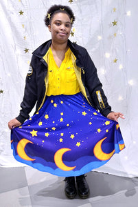 Midnight Sky Midi Skirt With Pockets