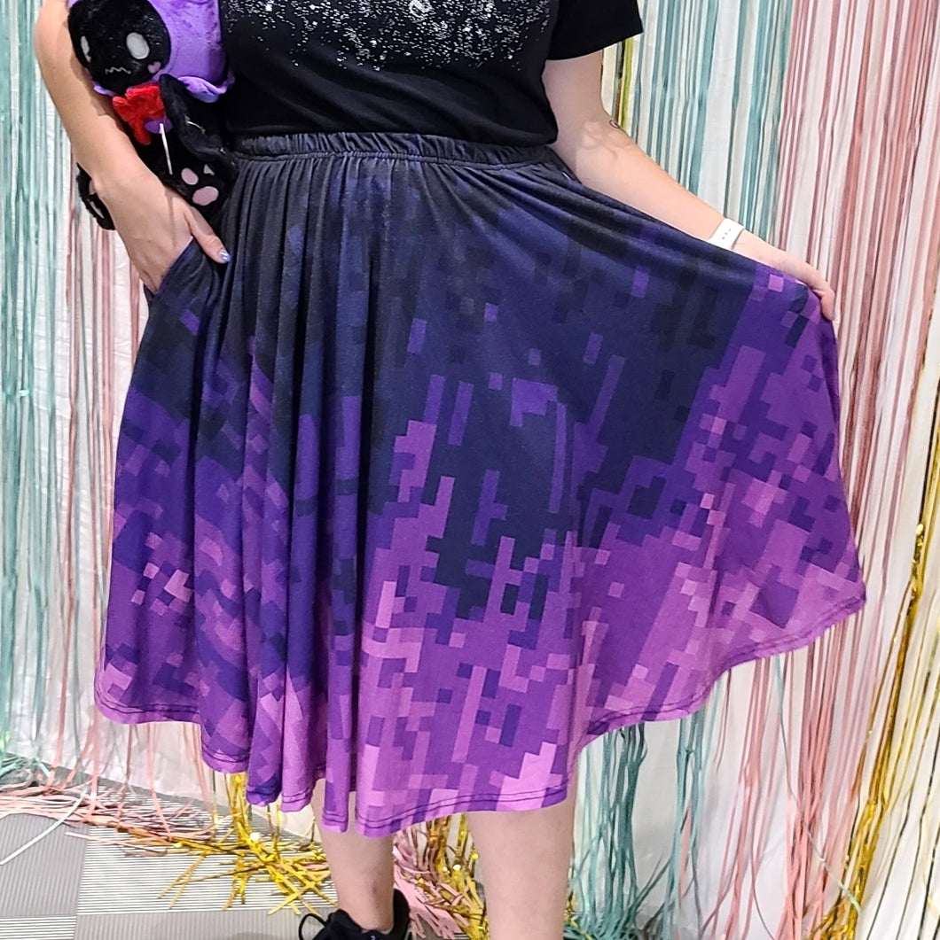 Pixel Goth Midi Skirt With Pockets