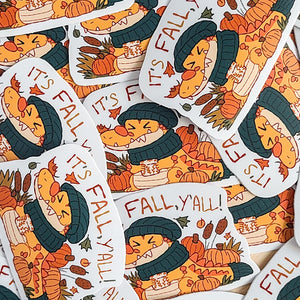 It's Fall Y'all! Crocodile Vinyl Sticker