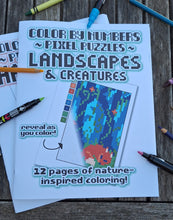 Landscapes & Creatures Pixel Puzzles - Color by Numbers Book