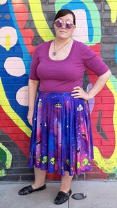 Alien Invasion Midi Skirt With Pockets