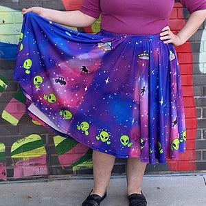 Alien Invasion Midi Skirt With Pockets