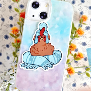 Cozy Scarf Chicken Vinyl Sticker