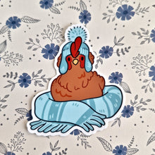 Cozy Scarf Chicken Vinyl Sticker