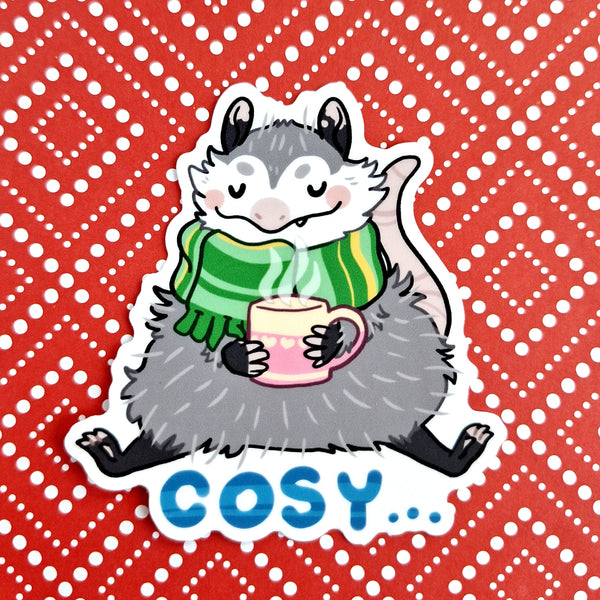 Cozy Scarf Opossum Vinyl Sticker