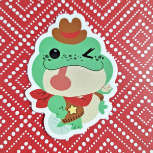 Cowboy Frog Vinyl Sticker