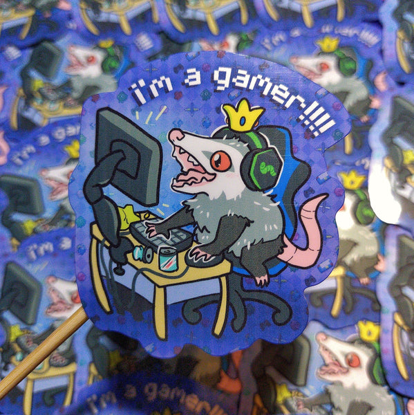 i'm a gamer!!!! opossum Sticker