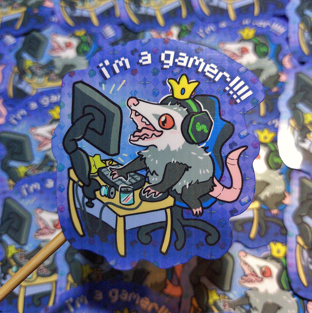 i'm a gamer!!!! opossum Sticker