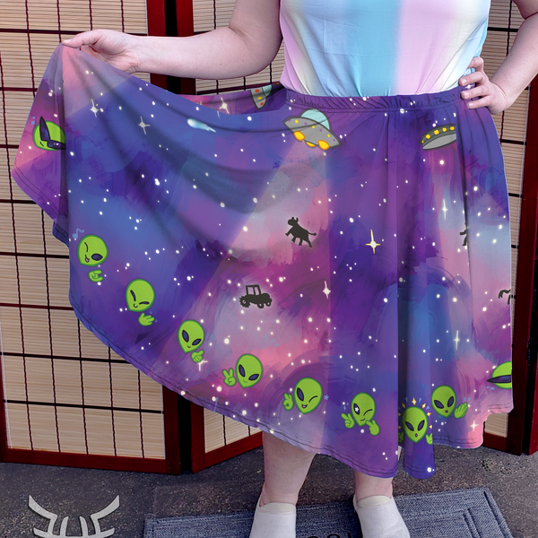 Alien Invasion Midi Skirt With Pockets