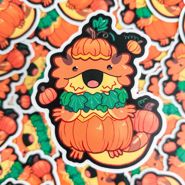 Pumpkin Beardie Vinyl Sticker