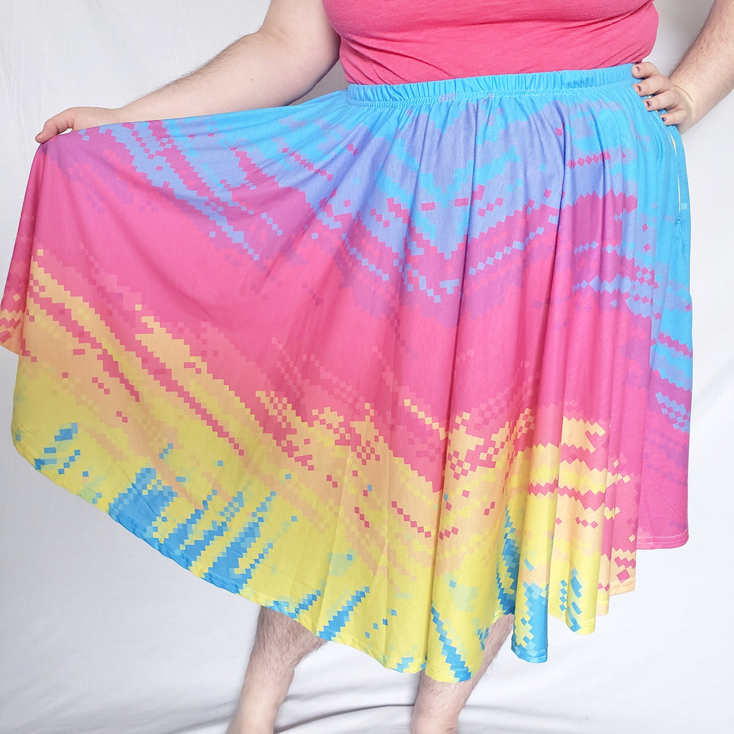 Pixel Palette Midi Skirt With Pockets