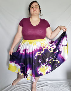 Pixel Sunburst Midi Skirt With Pockets