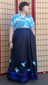 Whale Maxi Skirt with Pockets