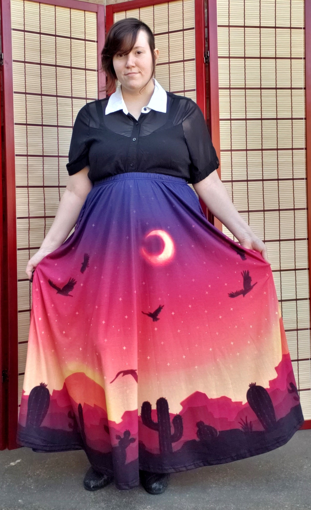 Desert Sunset Maxi Skirt with Pockets