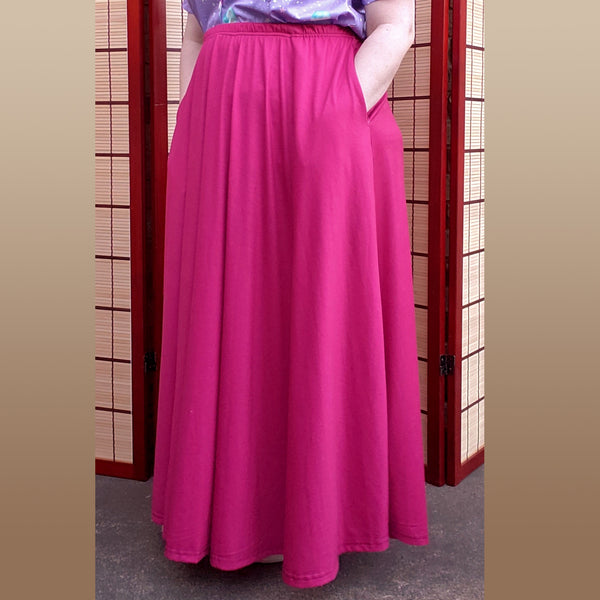 Solid Fuchsia Maxi Skirt with Pockets