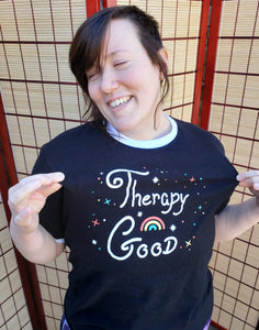 Therapy Good Graphic Ringer T-shirt