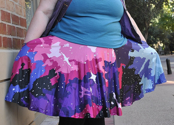 Pixel Nebula Skater Skirt with Pockets
