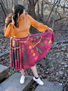 Drying Herbs Midi Skirt With Pockets