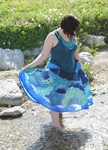Sea Serpent Midi Skirt with Pockets
