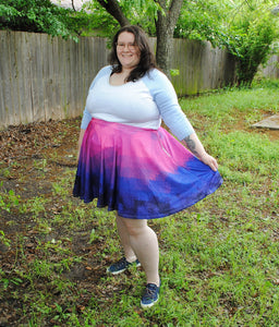 Pixel Twilight Skater Skirt with Pockets