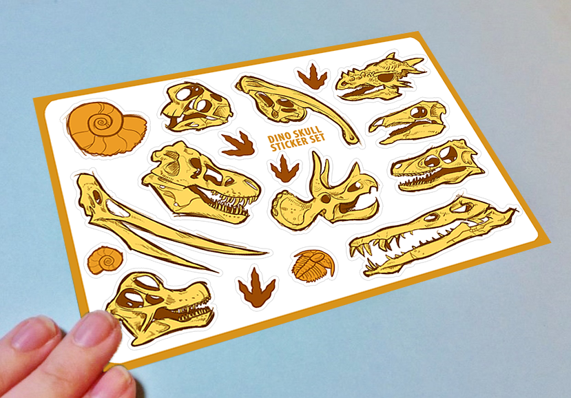 Dinosaur Skulls Sticker Sheet