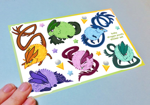 Fluffy Baby Dragons Sticker Sheet
