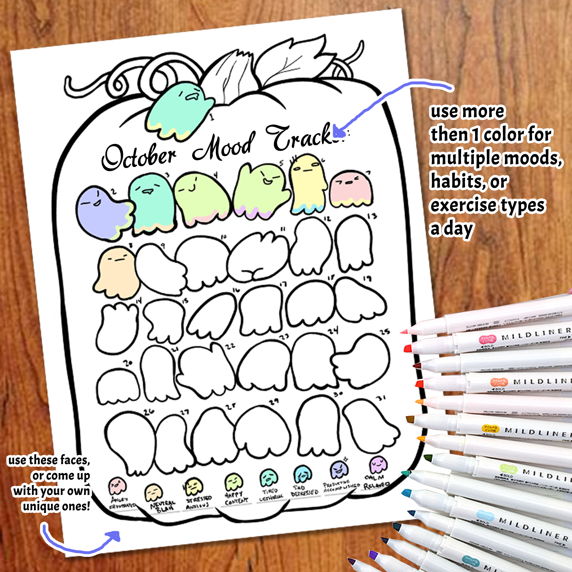 Super Cute Printable Mood Tracker Flower Pots Plus Free Stickers! -  Printables and Inspirations