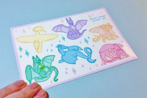 Pastel Dragons Sticker Sheet