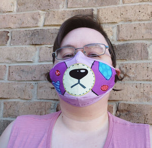 Teddy Bear Face Mask - Cotton Face Mask With Filter Pocket and 2 Inserts